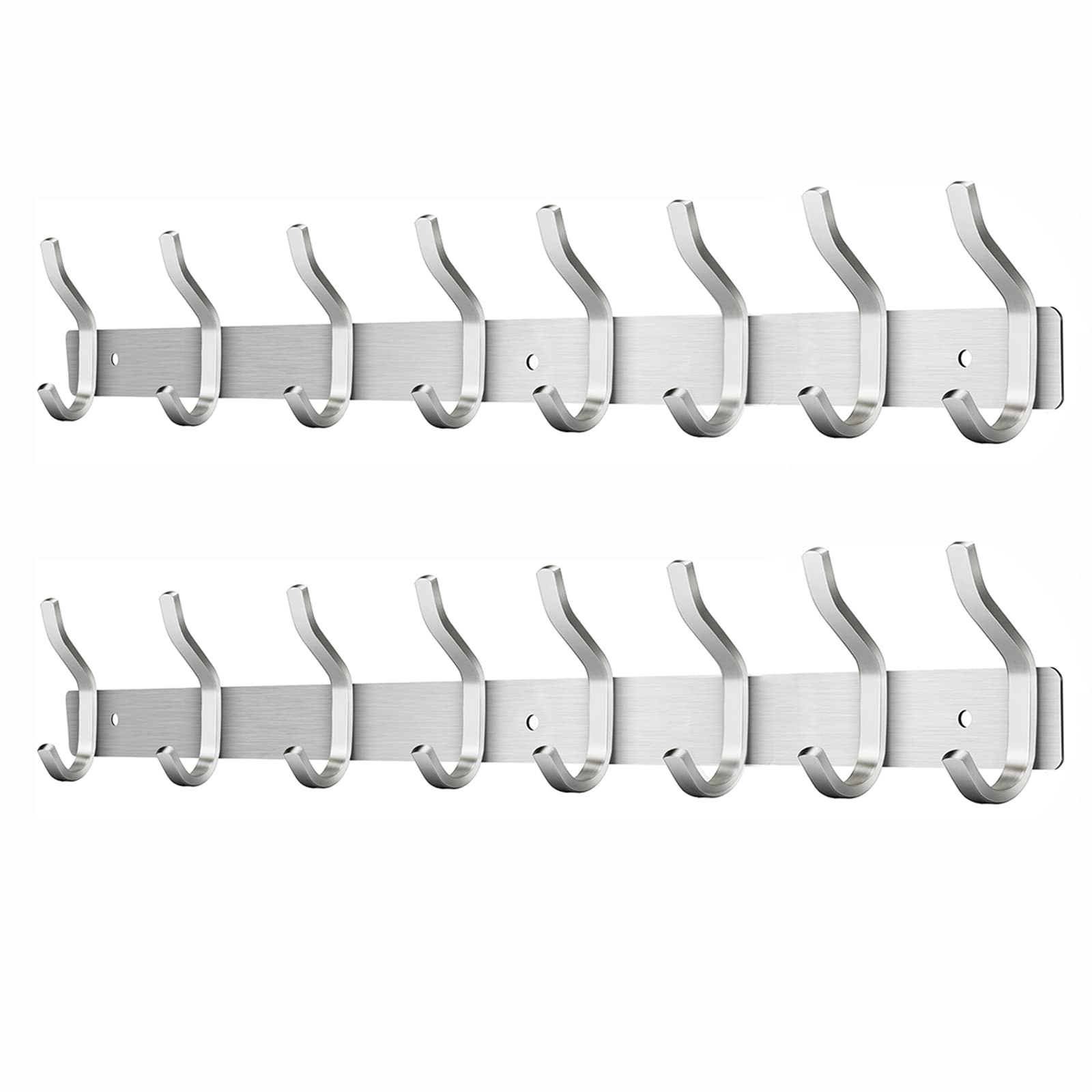 MEIJO Coat Hooks Wall Mounted, Coat Rack Wall Mounted Stainless Steel with 8 Hooks Heavy Duty Coat Hooks for Door, Bedroom, Bathroom, Kitchen