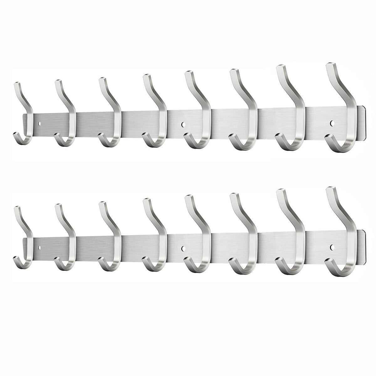MEIJO Coat Hooks Wall Mounted, Coat Rack Wall Mounted Stainless Steel with 8 Hooks Heavy Duty Coat Hooks for Door, Bedroom, Bathroom, Kitchen