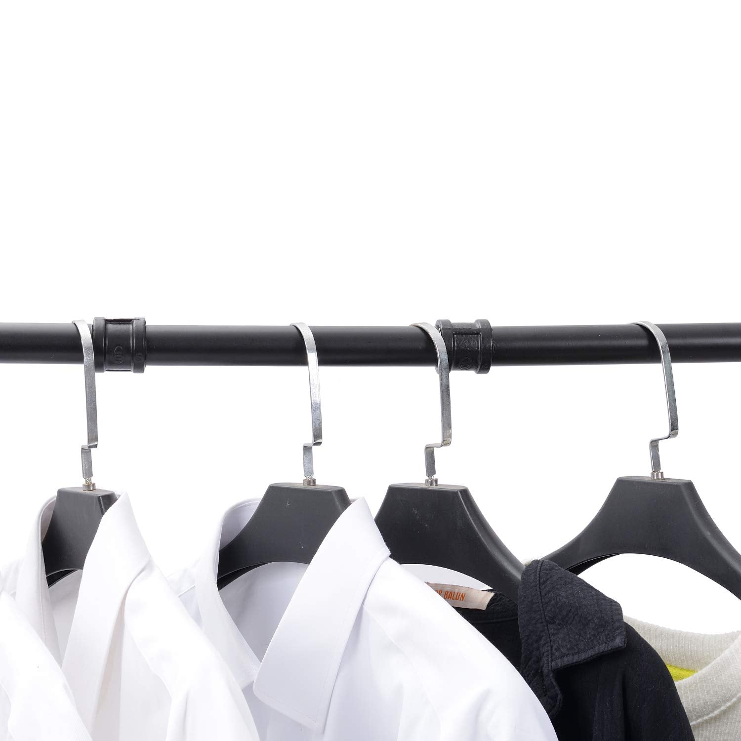 Industrial Pipe Clothing Rack, Wall Ceiling Mounted Clothes Garment Rack 29.1'', Black Iron Pipe Clothes Hanging Bar