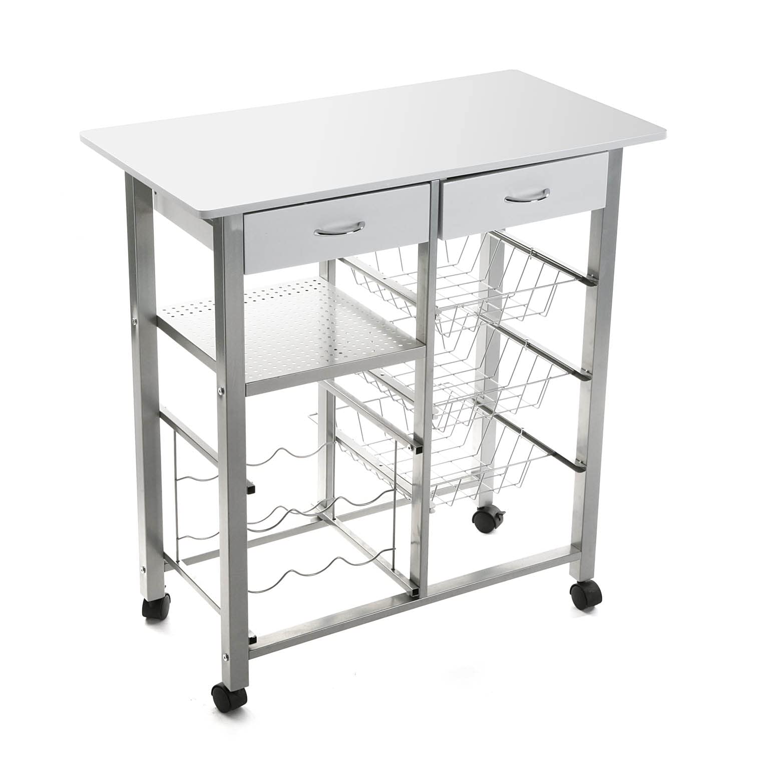 Versa Leicester Kitchen trolley with wheels, drawers and bottle rack, Greengrocer with pantry and organizers, Kitchen storage, Measurements