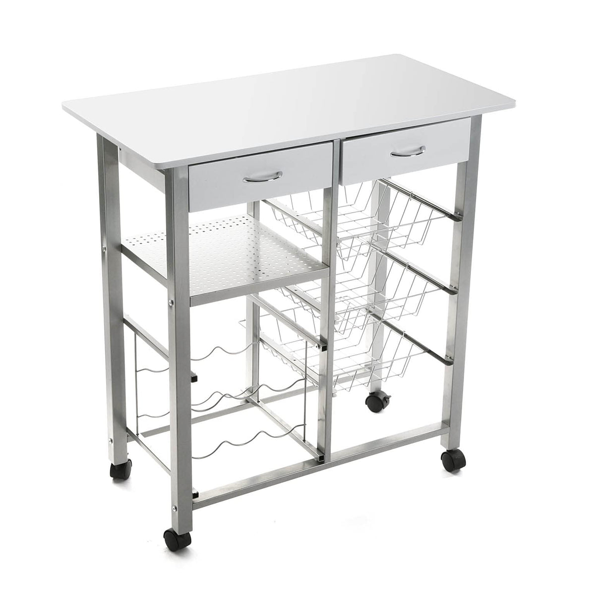 Versa Leicester Kitchen trolley with wheels, drawers and bottle rack, Greengrocer with pantry and organizers, Kitchen storage, Measurements