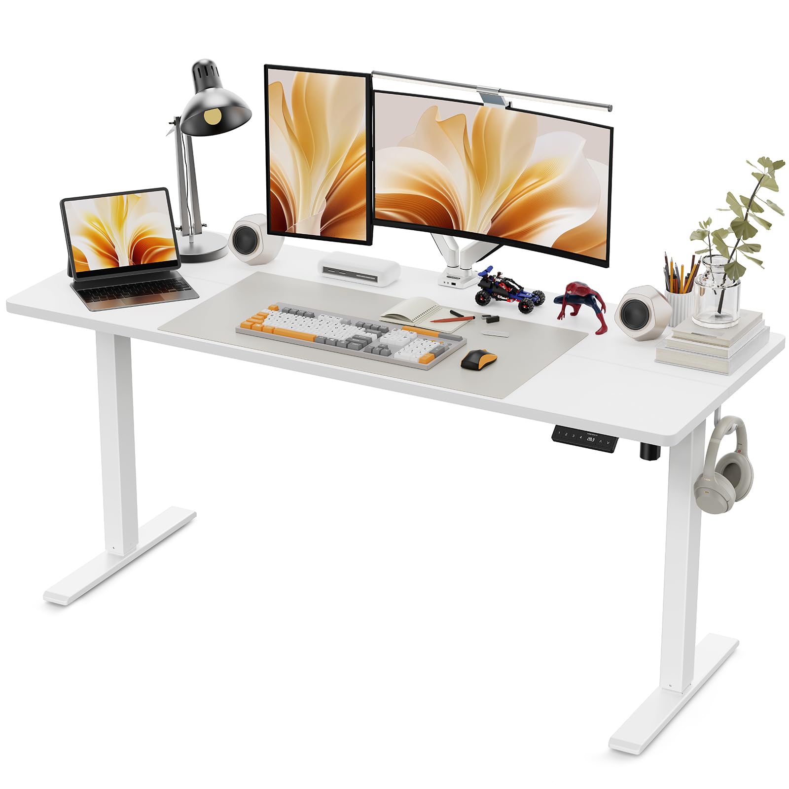 WALKINGDESK Electric Standing Desk, 160 x 60 cm, White