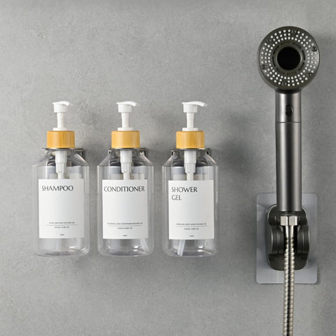 Janxin Pack of 3 Soap Dispensers, Wall Mounted, 500 ml, Wall Without Drilling, Soap Dispenser White, Detergent Dispenser for Kitchen and Bathroom