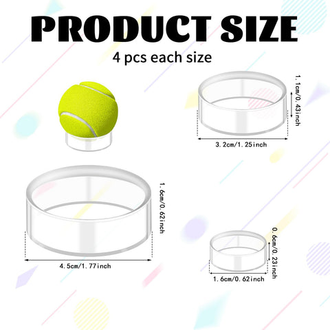 12 Pcs Crystal Sphere Stand Holder Clear Ball Acrylic Display Stand Rings Round Baseball Plastic Sphere Holder for Baseball Tennis Ball Golf