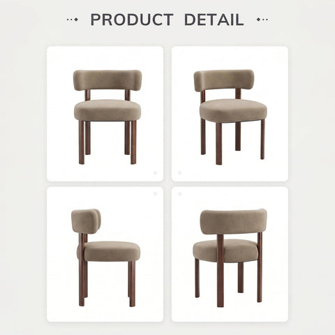 COLAMY Wooden Dining Chairs Set of 4, Velvet Fabric Chairs for Dining Room with Open Curved Backrest and Thick Seat Cushion