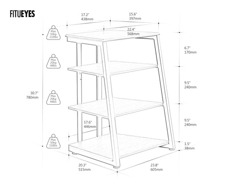 FITUEYES HIFI Stand Record Player Stand, Load Capacity 50KG, Nature