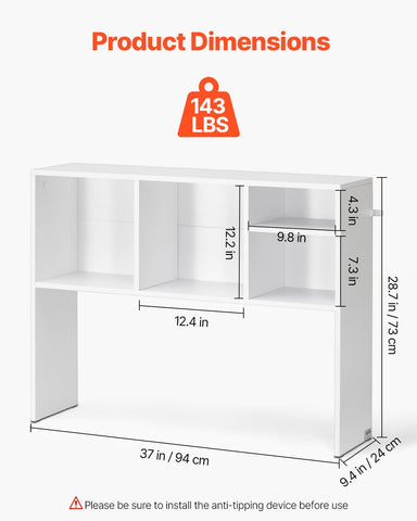 VEVOR Desktop Bookshelf, 1-Tier Desktop Storage Organizer, 37" x 9.4" x 28.7" Office Storage Rack Wood Display Shelf