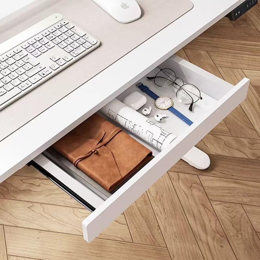 ZEEFAN Under Desk Mounted Sliding Drawer to pull out, Attachable Desk Pencil Drawer Ball-Bearing Slides (White)