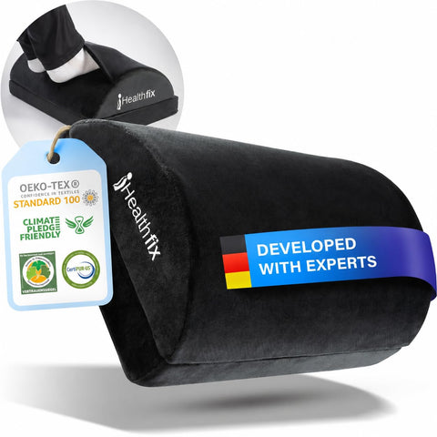 Healthfix® Ergonomic Footrest for Desk etc. Improved sitting posture thanks to height-adjustable footrest with integrated fluffy foot pocket
