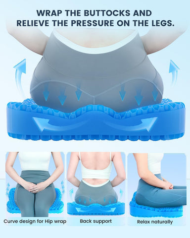 Double-Layer Gel Seat Cushion Breathable Wheelchair Pad for Long Sitting