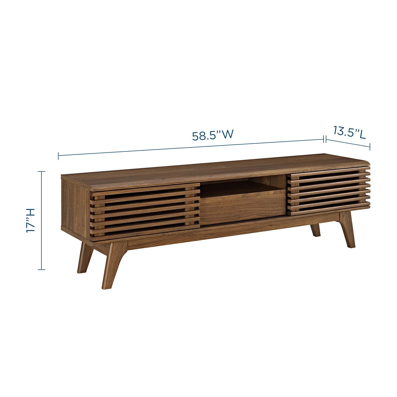 "Modway Render Mid-Century Modern Low Profile 59 Inch TV Stand, Wood, Walnut,"59" tv stand