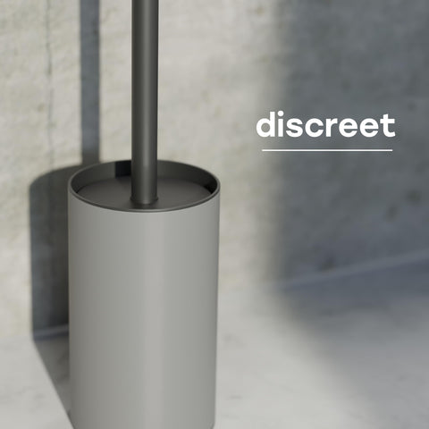 SAVEGA – Silicone Toilet Brush with Holder – Stainless Steel Toilet Brush Grey with Splash Protection - Hygienic and Long-Lasting - Grey/Black