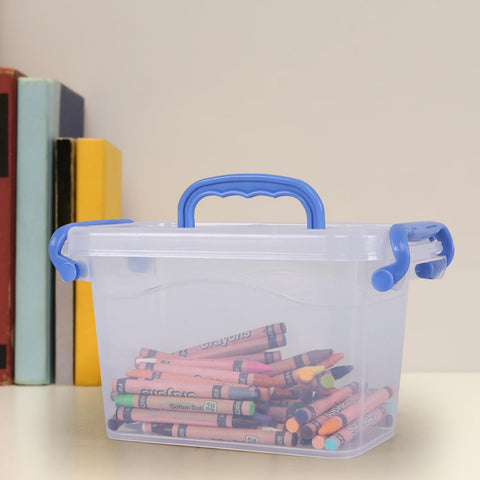 Ionoloy 2 L Clear Storage Box with Lid, Small Plastic Organiser Boxes, 6 Pack