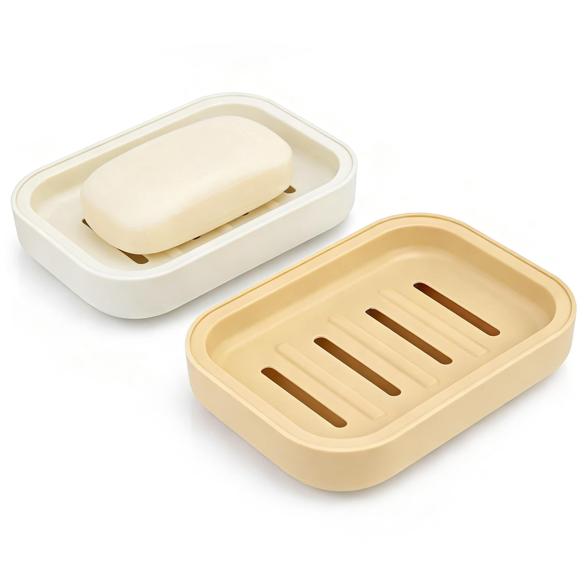 2PCS Soap Dish, Soap Dish for Shower, Double Soap Dish with Drainage, Anti-Slip and PortableSoap Holder for Bathroom, Kitchen Sponges