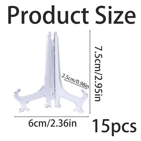 SXKJGQ 15 Pcs Plate Stand for Display, 3 Inch Plate Display Stands, Clear Acrylic Plates Holder Photos Table Numbers Home Office Decor
