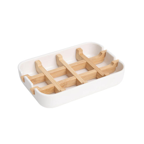 Ninebendstreams Bamboo Fiber Soap Holder and Soap Dish Combination