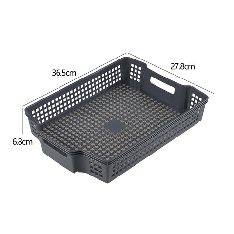 Eudokky 6 Packs Stackable Storage Baskets, Grey Plastic Storage Tray