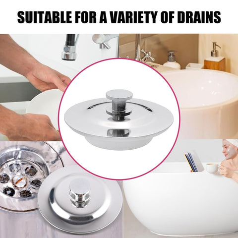 Universal Bath Plug for 40-45mm Holes - Stainless Steel Drain Stopper for Sinks and Bathtubs - Anti-Leak Design with Secure Fit