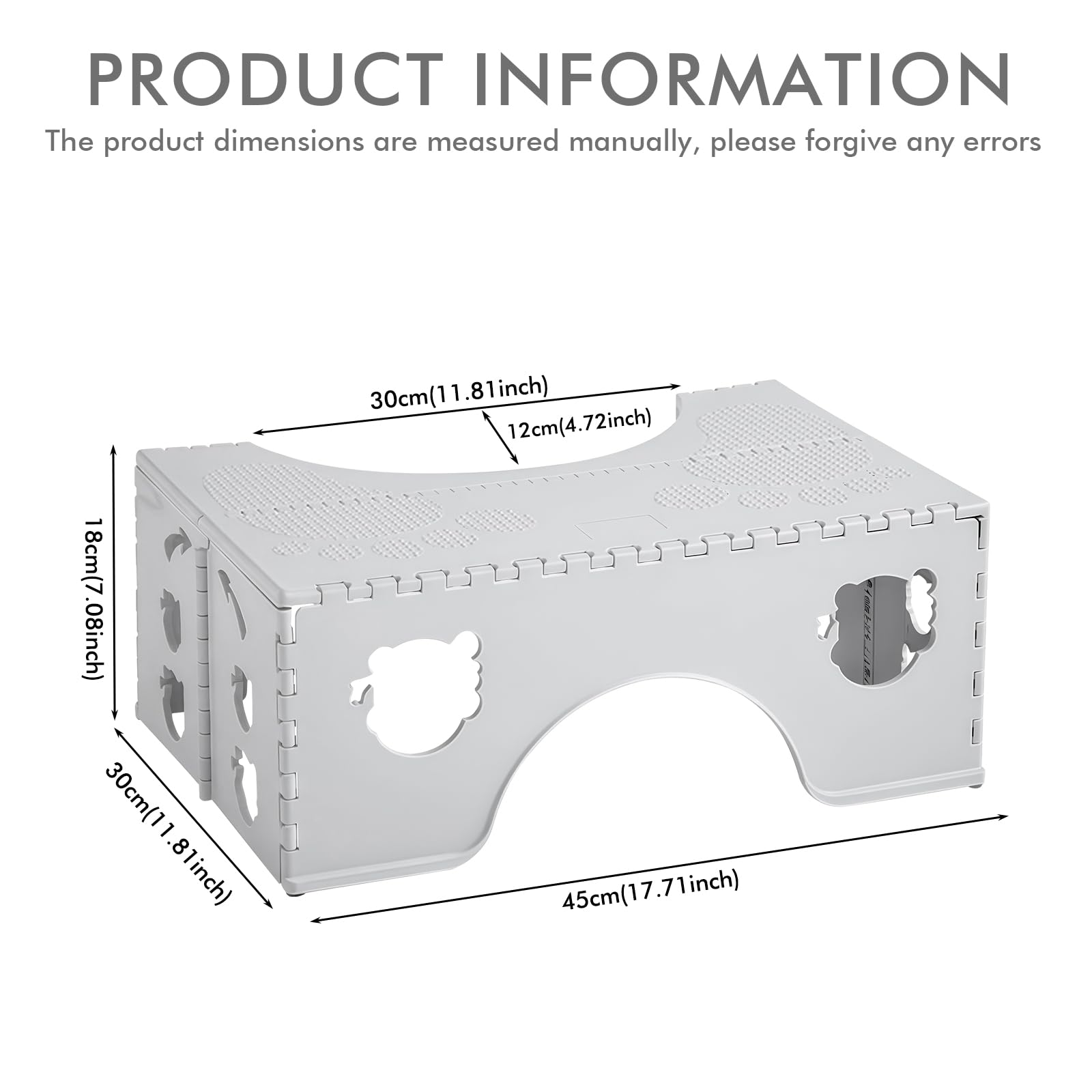 PRITOK Foldable Toilet Squat Stool: Foldable Plastic Toilet Stool for Bathroom, Non-Slip Step for Healthy Squatting Posture