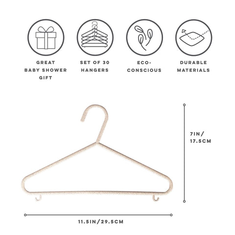 3 Sprouts Wheat Straw Baby Hangers, 30 Pack, Baby Closet, Speckled Cream