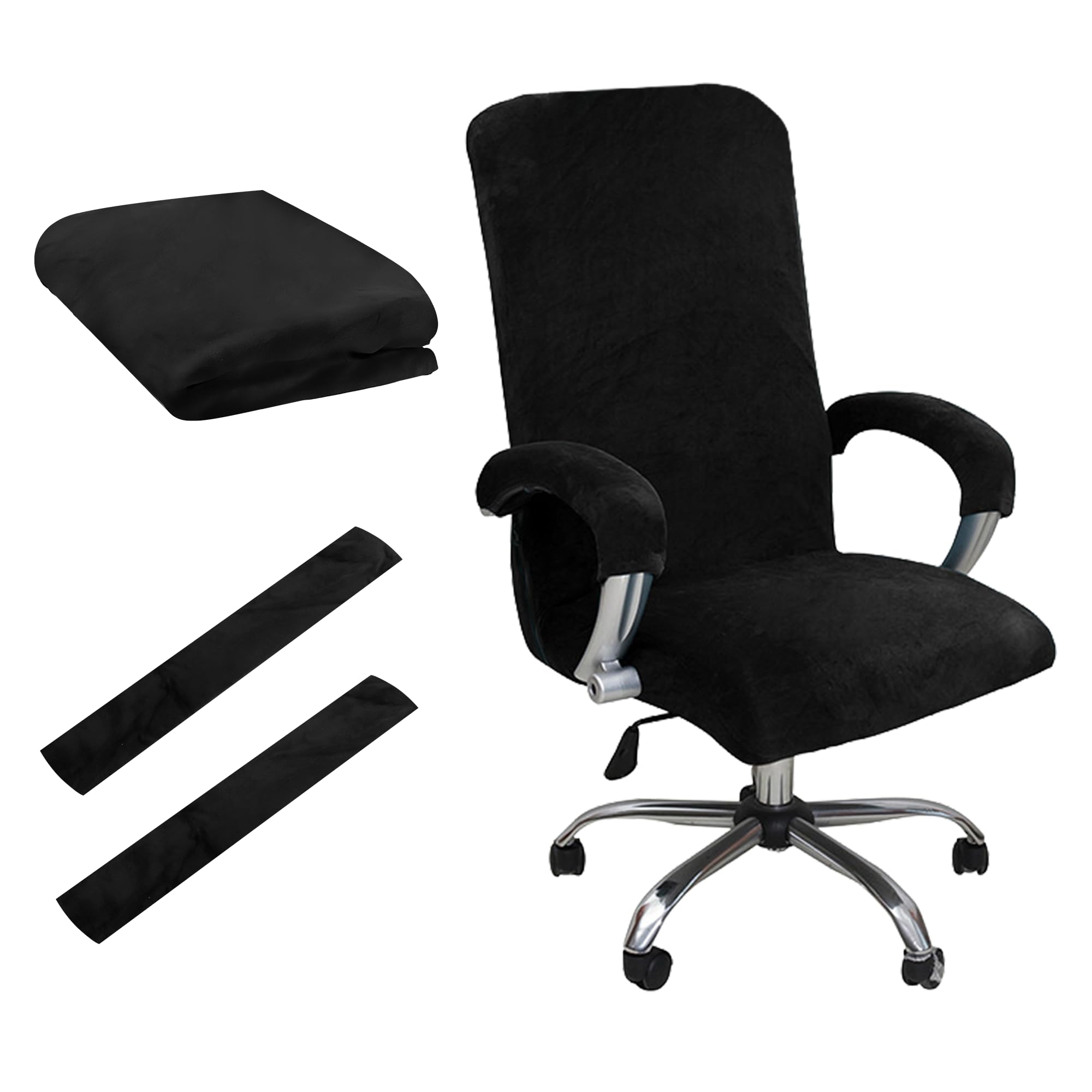 Office Chair Covers, Desk Chair Cover Universal Stretch Velvet Slipcover, Washable Plush Computer Chair Protector with Arm Covers
