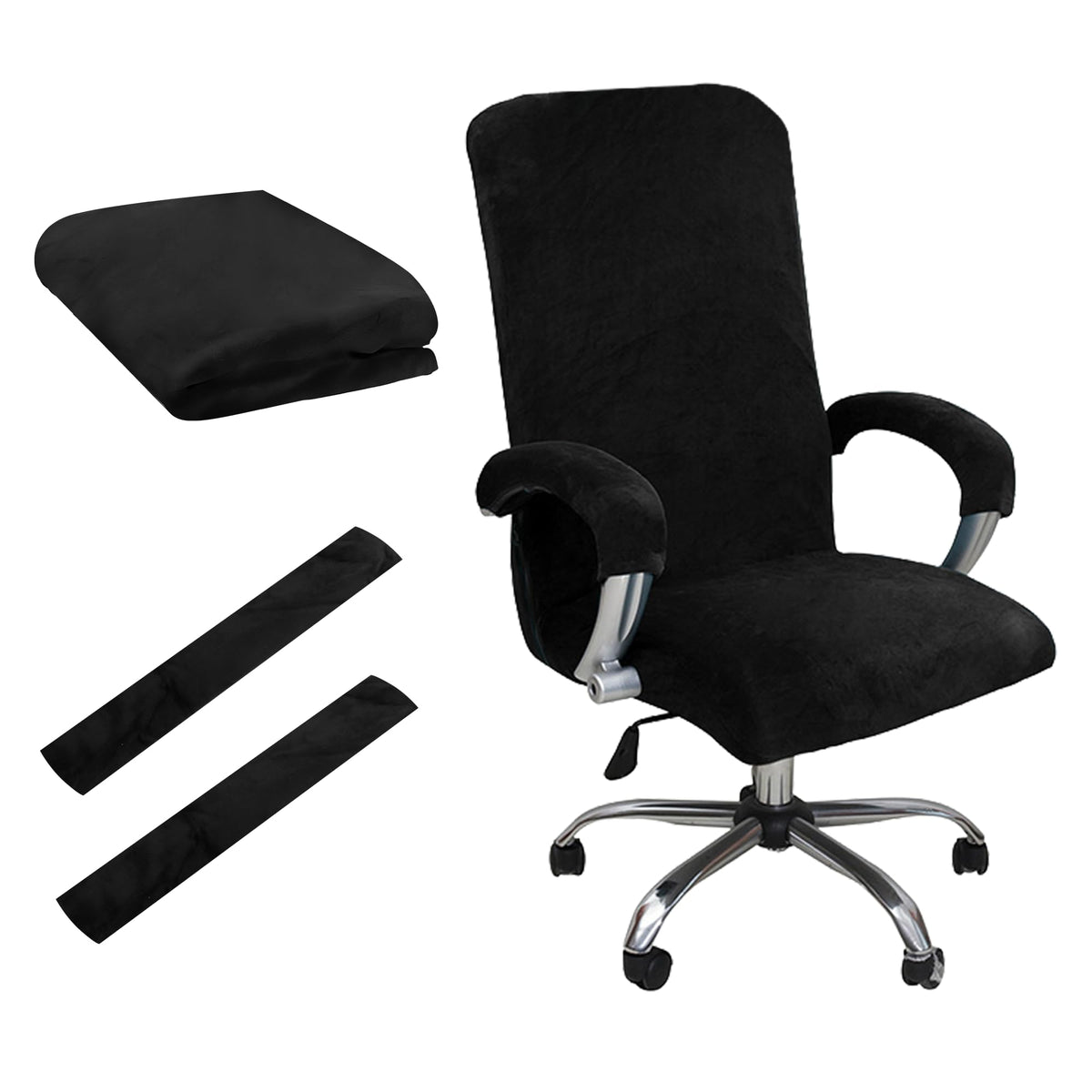 Office Chair Covers, Desk Chair Cover Universal Stretch Velvet Slipcover, Washable Plush Computer Chair Protector with Arm Covers