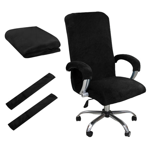 Office Chair Covers, Desk Chair Cover Universal Stretch Velvet Slipcover, Washable Plush Computer Chair Protector with Arm Covers