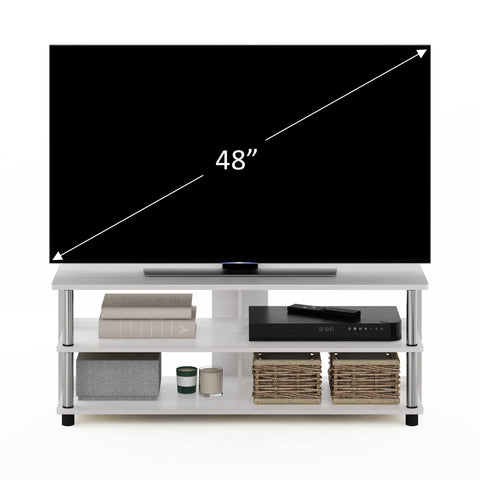 Furinno SULLY TV Stand, 3-Tier Rectangular Entertainment Center with Open Shelf, TV Console for TV up to 48 Inch, Open Frame for Cable Management