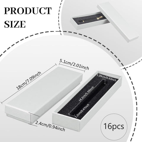 BENECREAT 16Pcs Empty Pen Gift Boxes, 18x5.1x2.4cm/7.1x2x1 Inch Cardboard Pen Cases with Sponge for Jewelry Collection Gift Packaging Office Supplies
