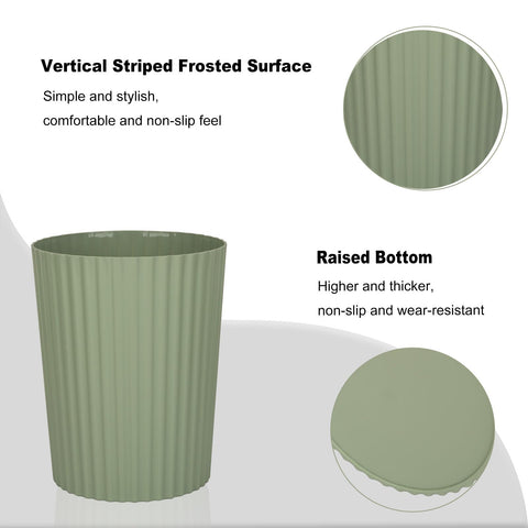 JiatuA Small Trash Can Plastic Wastebasket Round Garbage Container Bin for Bathroom, Kitchen, Bedroom, Home Office, College Dorm, Green