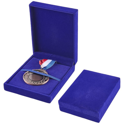 CREATCABIN Single Medal Display Storage Box Medal Display Case Velvet Medals Gift Box Rectangle Award Badge Organizer Boxes for Runners Sports