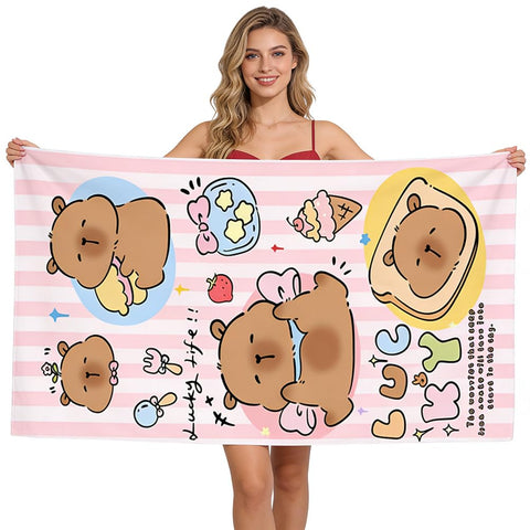 NimblusToy Capybara Beach Towel, Quick Dry Microfibre Towels Super Absorbent Sandproof Beach Bath Towels Swimming Towel Lightweight 3D Print Beach