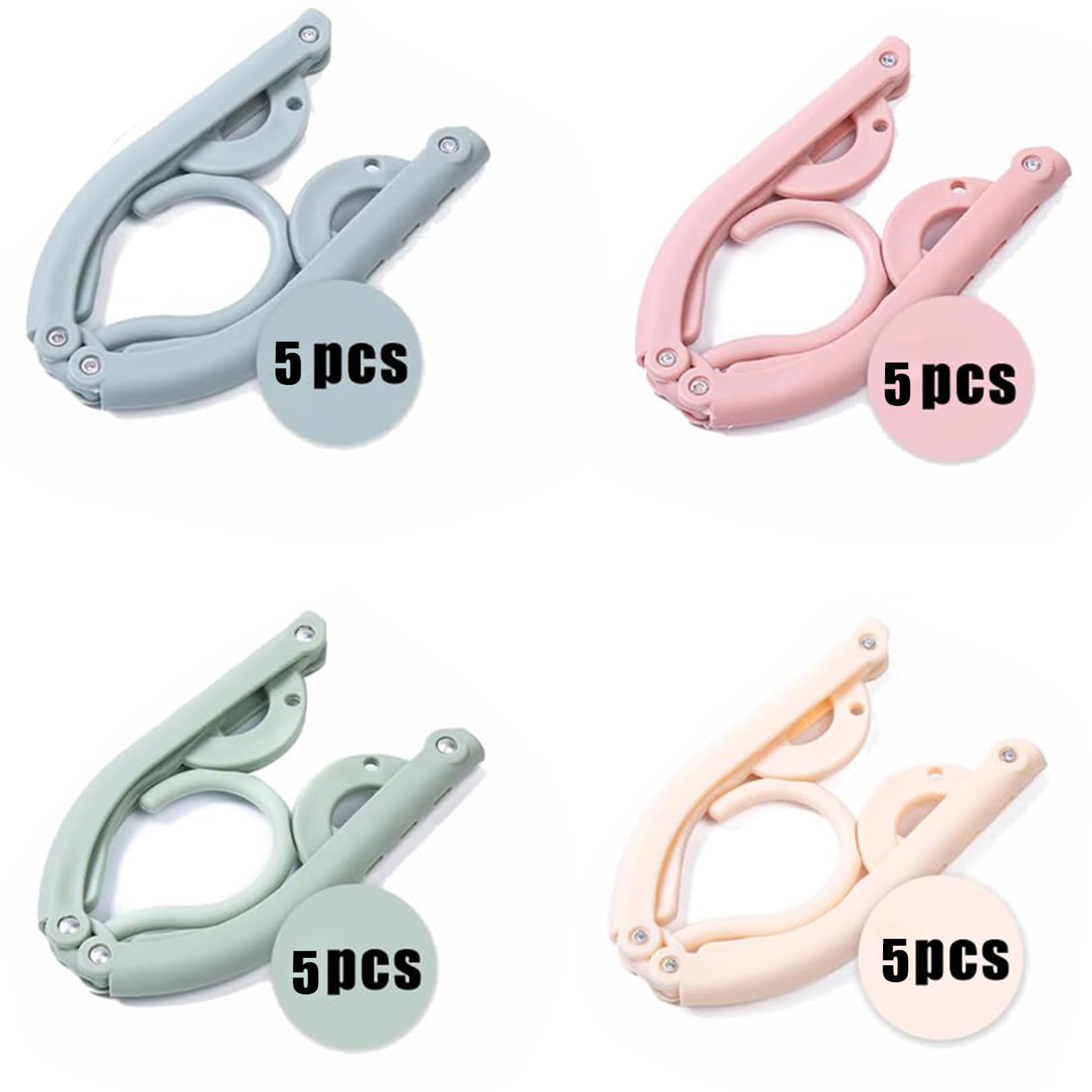 20pcs Folding Clothes Hangers, 4 Colors Travel Hangers Foldable
