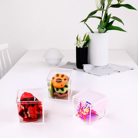Lomgwumy Acrylic Box with Lid Small, Durable, Pack of 8, with Lid, Acrylic Square Container is Suitable for Storing Candy, Small Accessories