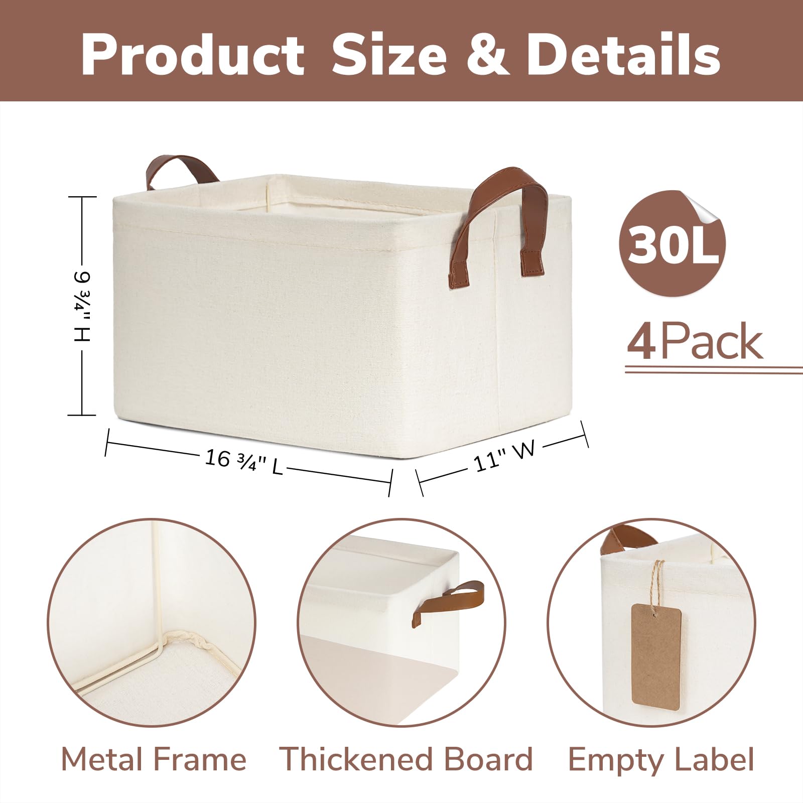 CHICVITA Closet Storage Bins Storage Baskets for Shelves, Baskets for Organizing, Closet Organizers and Storage, Toy Storage Bins