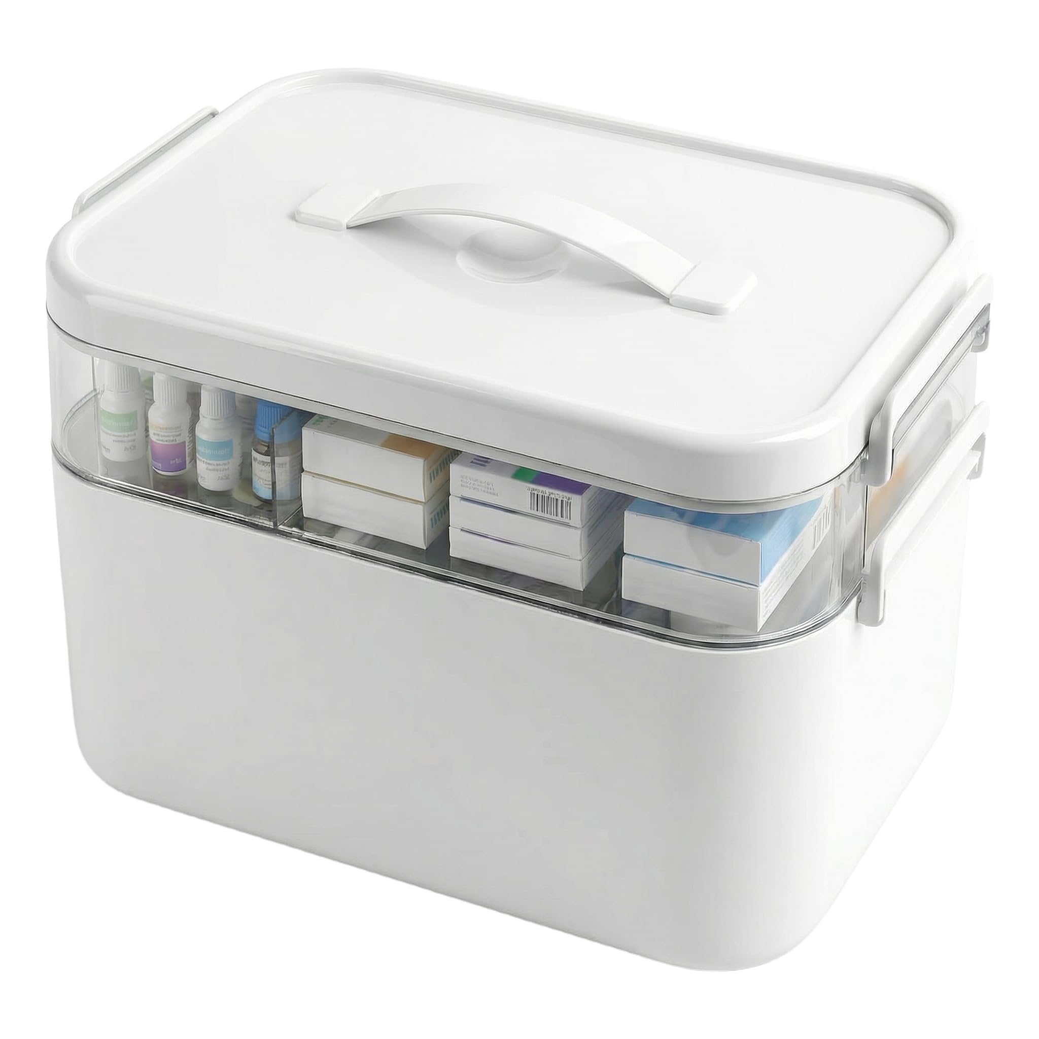 Kryndle Medicine Storage Box, 2 Layer Medicine Box with Compartments