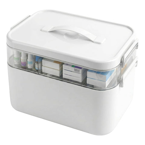 Kryndle Medicine Storage Box, 2 Layer Medicine Box with Compartments