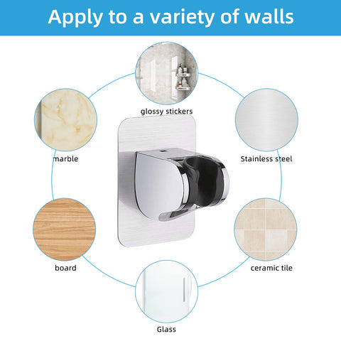 Esteopt Shower Head Holder, Strong Adhesive & Waterproof, 3 Angle Adjustable, ABS Material, Wall Mount, Silver
