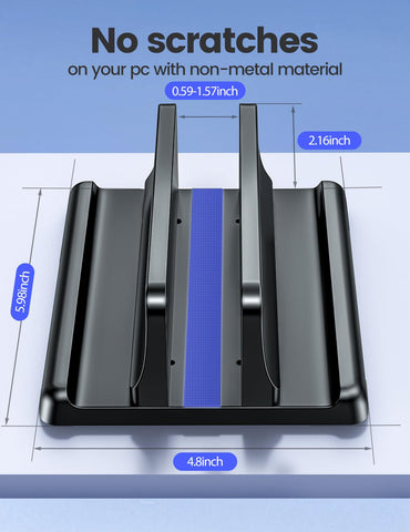 VAYDEER Vertical Laptop Stand, 1-Slot, Adjustable, ABS, Black