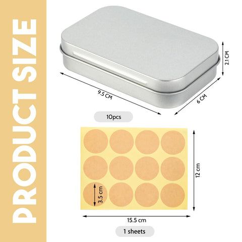 RVLZKCPG Pack of 10 Silver Rectangular Metal Tins with Lid, Portable, Water Resistant, Industrial Style Storage Box, 9.5 x 6 x 2.1 cm