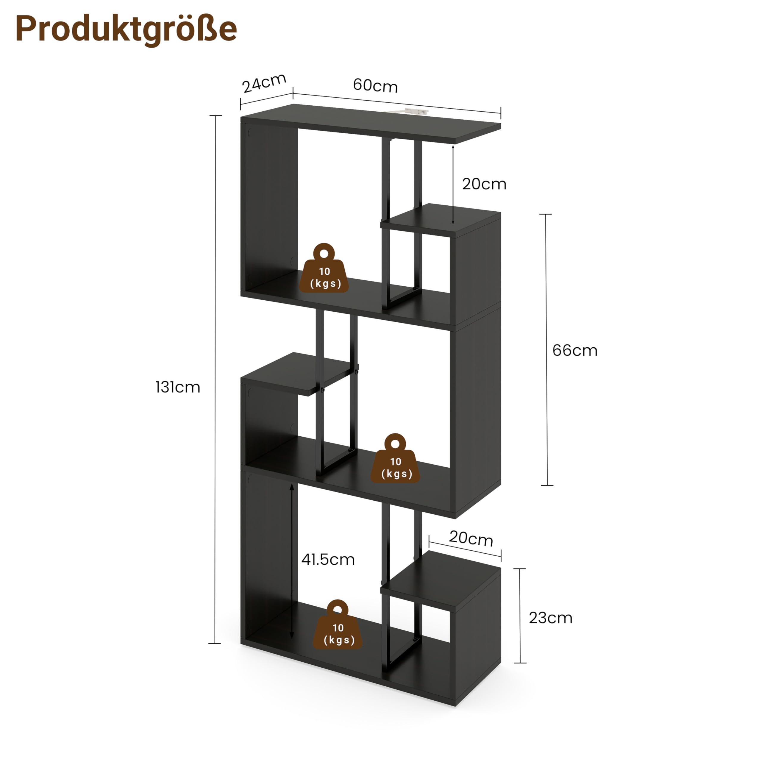 Manora Black Bookshelf 3 Tier Slim Freestanding Room Divider Shelves