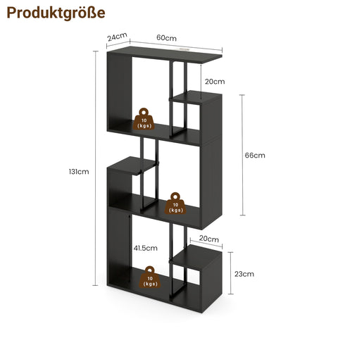 Manora Black Bookshelf 3 Tier Slim Freestanding Room Divider Shelves