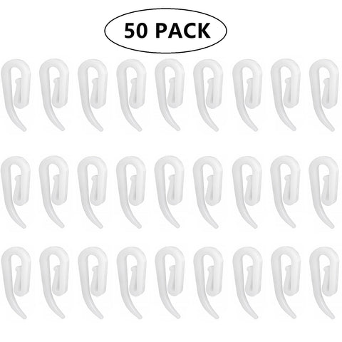 White Plastic Curtain Hooks for Door Window Curtain Header Tape Drapery Hooks 2.8x1.2cm (50PACK)