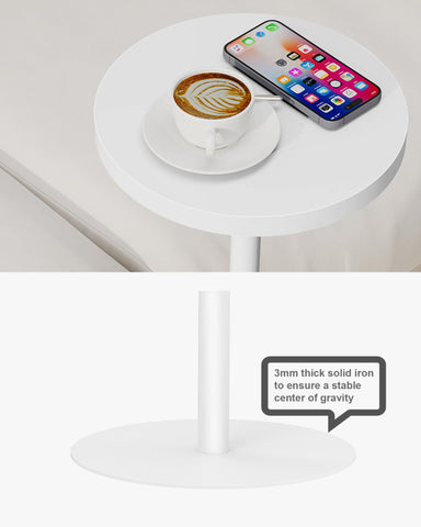 TUTOTAK Tall Round Side Table, Adjustable height, Small End Table, Drink Table, Pedestal Side Table, livingroom, White TB01BW096EU