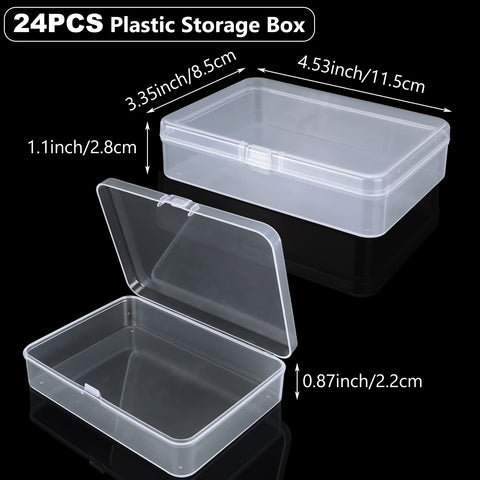 SENENQU 24 Pack Small Clear Plastic Storage Containers Box with Lid, Mini Rectangular Storage Box