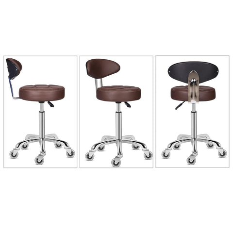 Kaleurrier Rolling Stool Chair with Smooth-rolling Dual-wheel casters,Comfortable Cushioned Backrest, Swivel Seat