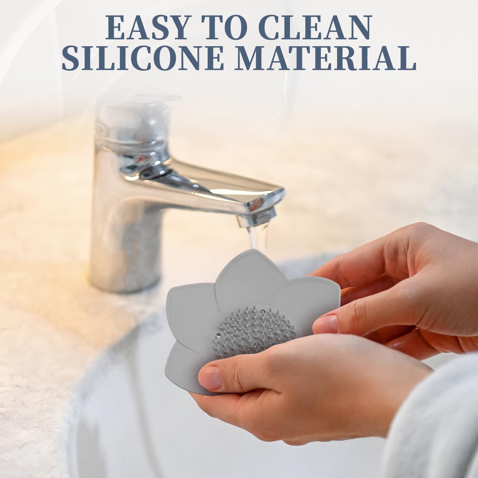 2 Pcs Lotus Shape Shower Steamer Tray, Silicone Soap Holder Non-Slip, Flower Shape Draining Soap Dishes with Drainage for Shower Non-Slip Holders