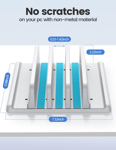 Vaydeer 3-Slot Vertical Laptop Stand Made of Premium ABS Plastics 5 in 1 Design Space-Saving Adjustable Desk Organizer for All