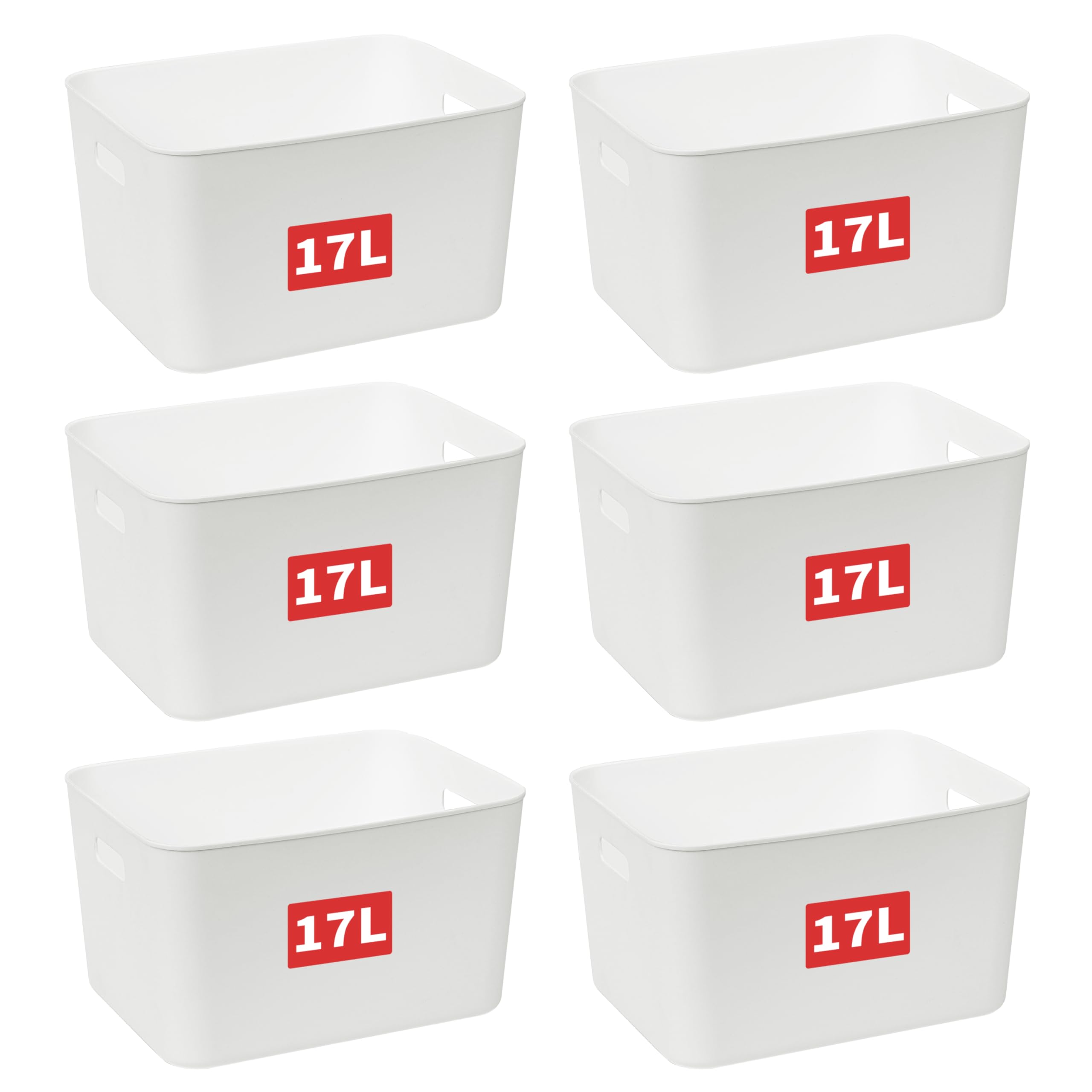 Cetomo 17L*6 Storage Basket, Plastic Open Storage Box, Containers for Shelves, Organizers with Handles for Office, Countertops, Cabinets, PP