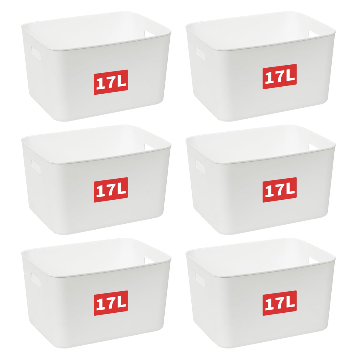 Cetomo 17L*6 Storage Basket, Plastic Open Storage Box, Containers for Shelves, Organizers with Handles for Office, Countertops, Cabinets, PP